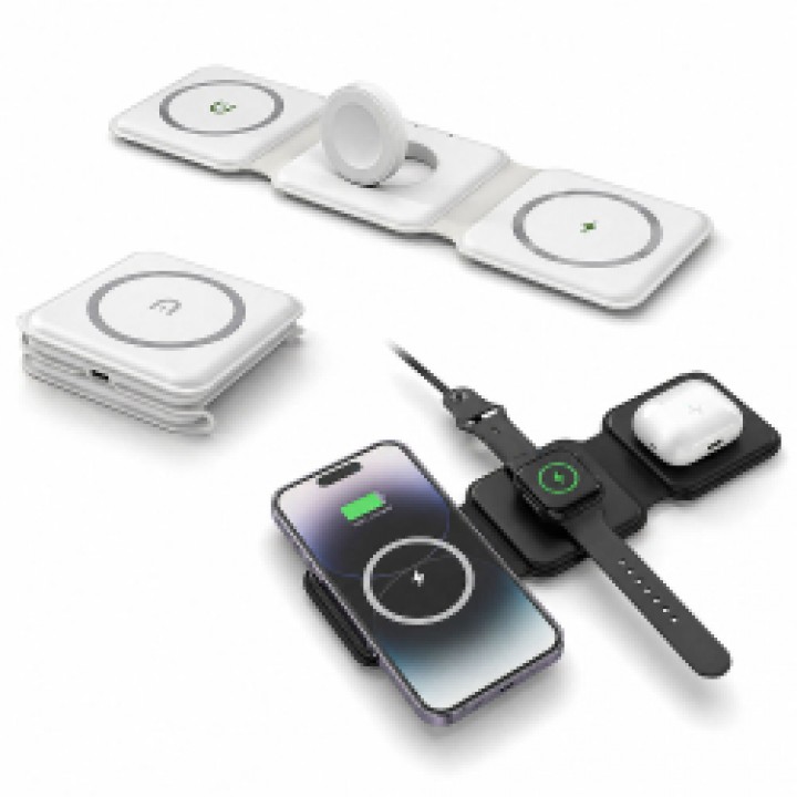 Katlanabilir Manyetik 3’ü 1 Arada Kablosuz Şarj Cihazı 15W USB-C Promosyon